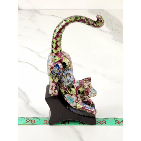 Cat Kitten Lovers 6" x 2 1/4" Ceramic Pink Multicolor Wood Base Home Decor - Picture 15 of 15
